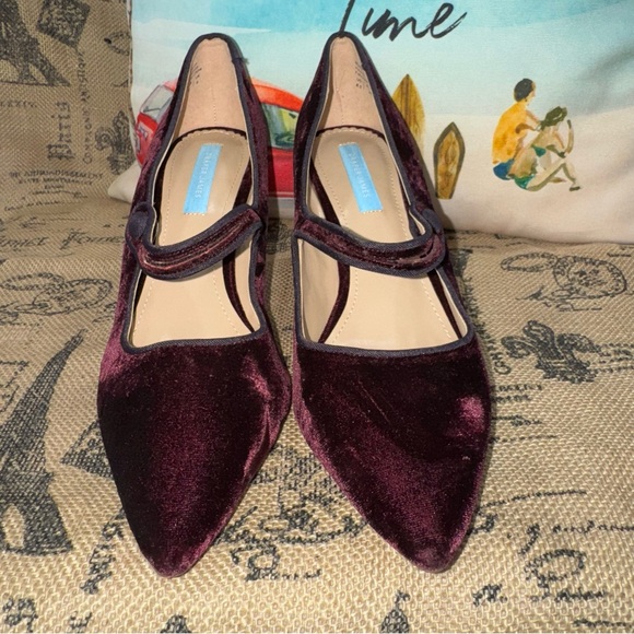 Draper James Ruby Mary Jane Pump In Red Wine Velvet Size 8.5 - Picture 4 of 12